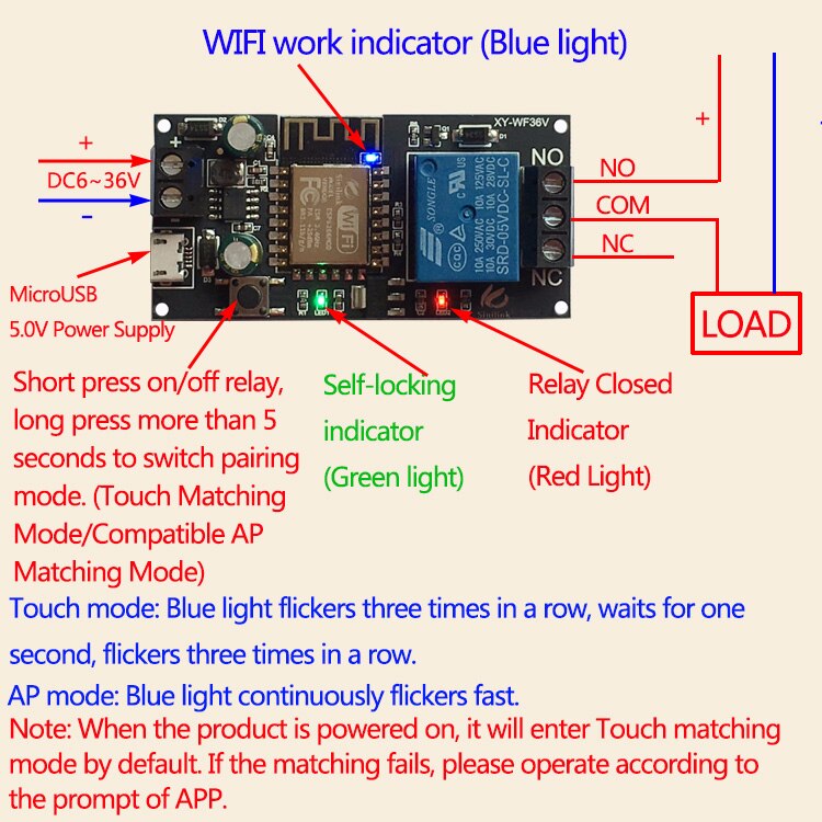 【happy one】Sinilink WIFI mobile remote control relay module smart phone APP ESP-12F XY-WF36V. 
