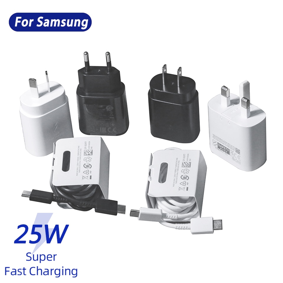【happy one】For Samsung Ultra Charger PD 25W Adapter Type C Chargeur for Galaxy S21+ S20 FE 5G Phone USB C Charger EU US UK AU. 