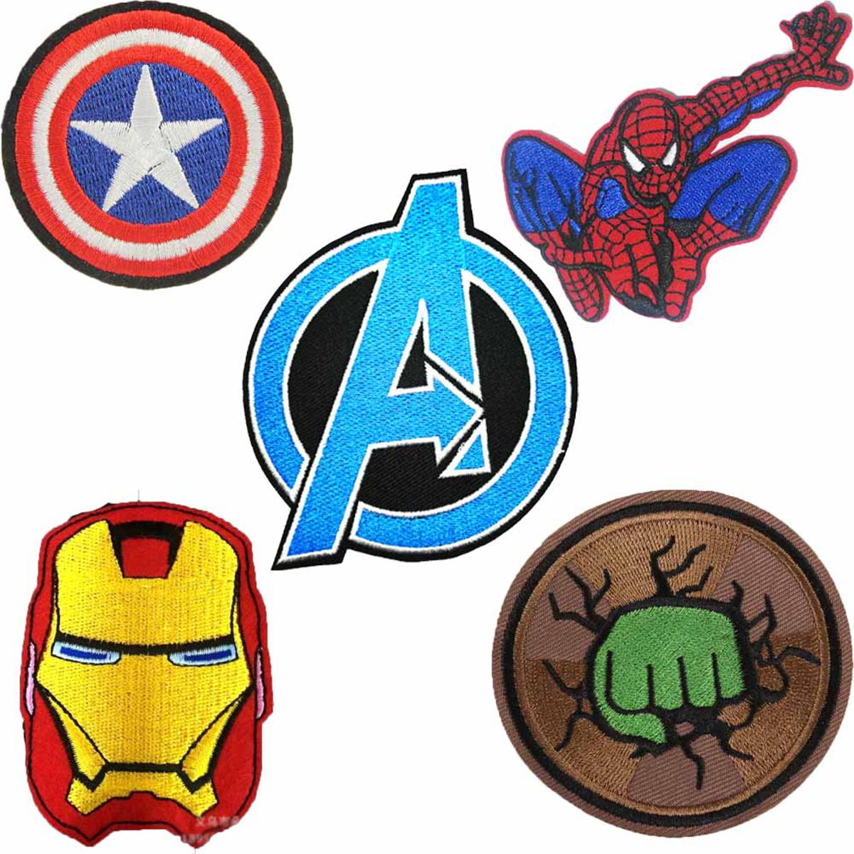 Disney Marvel Avengers Superhero Captain America Hulk Ironman Deadpool Iron On Embroidered Clothes Patches For Boy Clothing