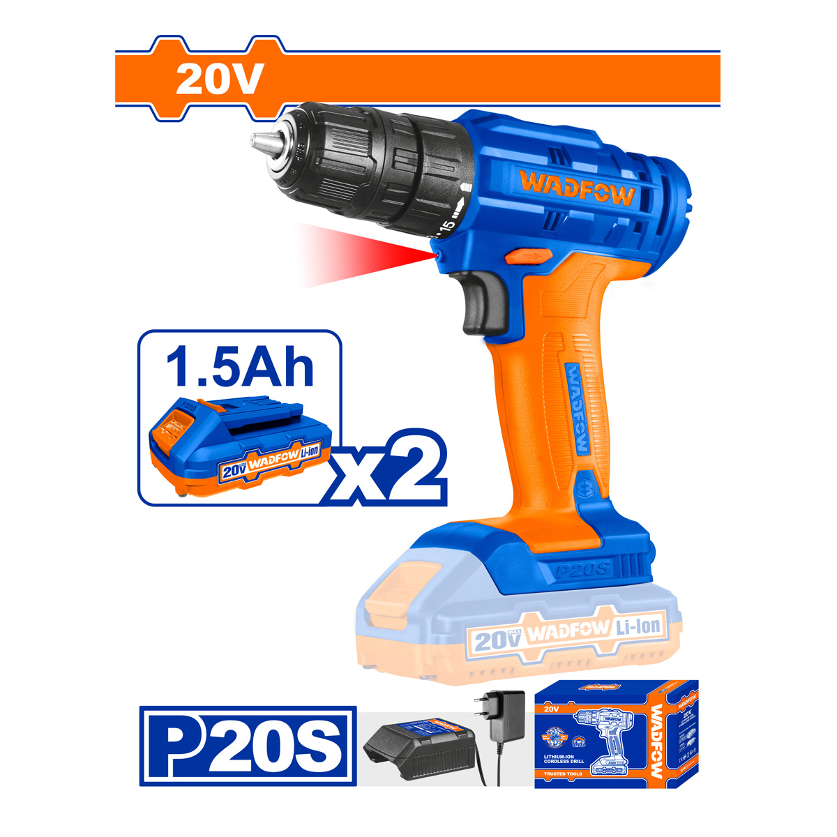LITHIUM-ION CORDLESS DRILL 20v WADFOW (WCDP512)
