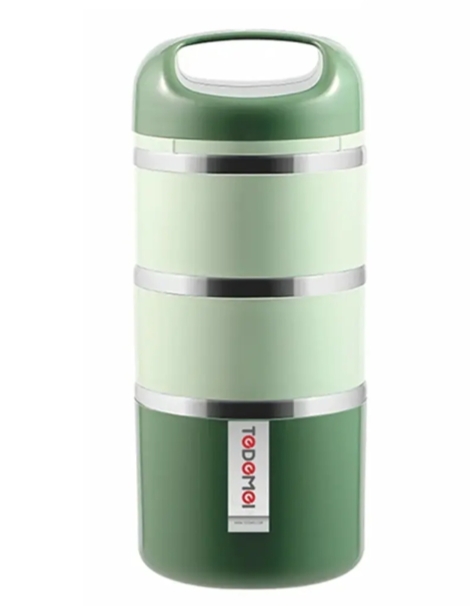 Tedemei 3 Layers with Handle Inner Stainless Steel Bento Lunch box - 1430 ml -. 
