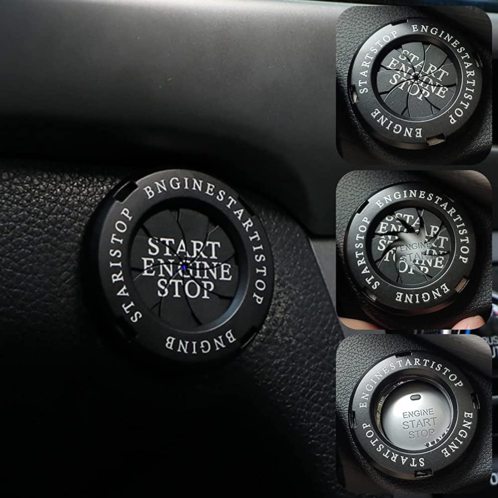 Push Start Button Cover, Engine Start Stop Button Cover Rotary, Ignition Protective Automatic Start Button Cover Accessories, Car Gift for Men. 