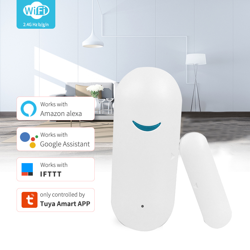 Tuya Smart WiFi Door Sensor Door Open / Closed Detectors Wifi Home Alarm Compatible With Alexa Google Home Tuya APP. 