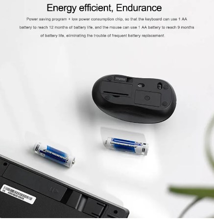 RAPOO 8000GT USB Support Bluetooth Wireless 2.4G Office Mute Mouse Keyboard set 1300 DPI 87 Keys for Mice Compute PC. 