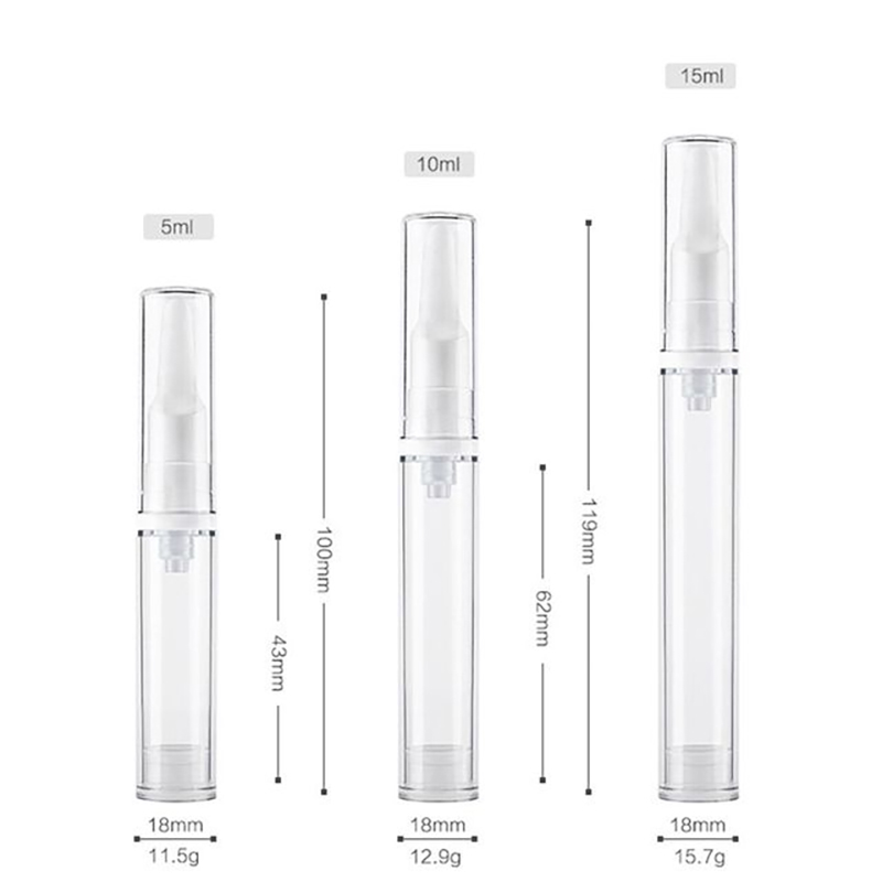 5/10/15ml Clear Foundation Dispenser Bottle Portable Travel Essence Sample Container Airless Vacuum Eye Gel Cream Empty Tubes
