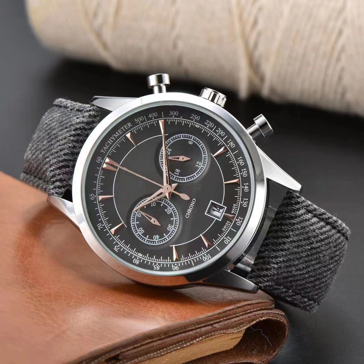 2023 Cross border Fashion Style Men's Multi functional Five Needle Quartz Watch with Instant Scan Time Manufacturer's Goods Available for One Piece Shipping