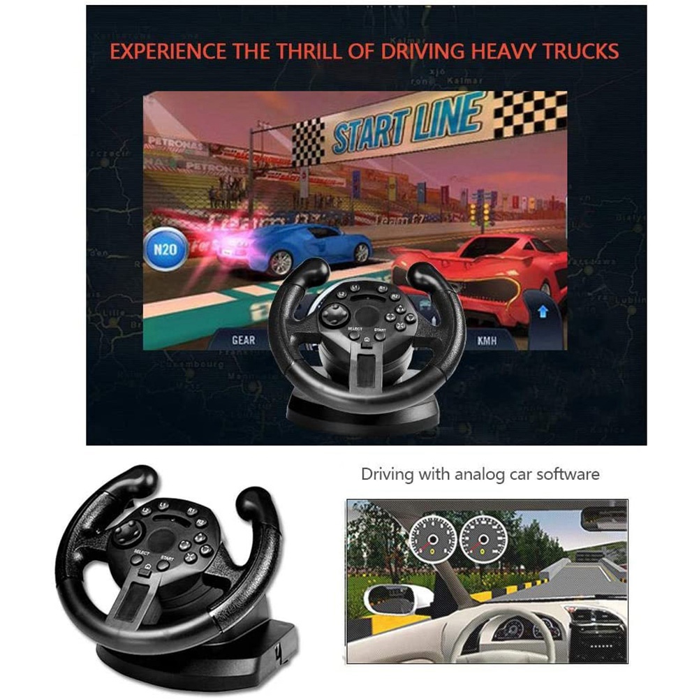 Game Racing Steering Wheel for Ps3/Pc Steering Wheel Vibration Joysticks Remote Controller Imulated Driving Controller. 