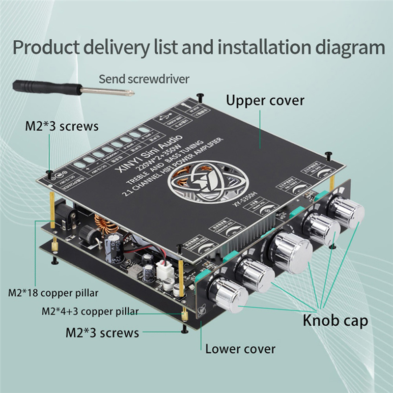 XINYI Sini Audio TPA3251 Bluetooth 5.0 Amplifier Board 2.1 Channel Power Audio Stereo Subwoofer Board 220WX2 350W Amplifier Board. 