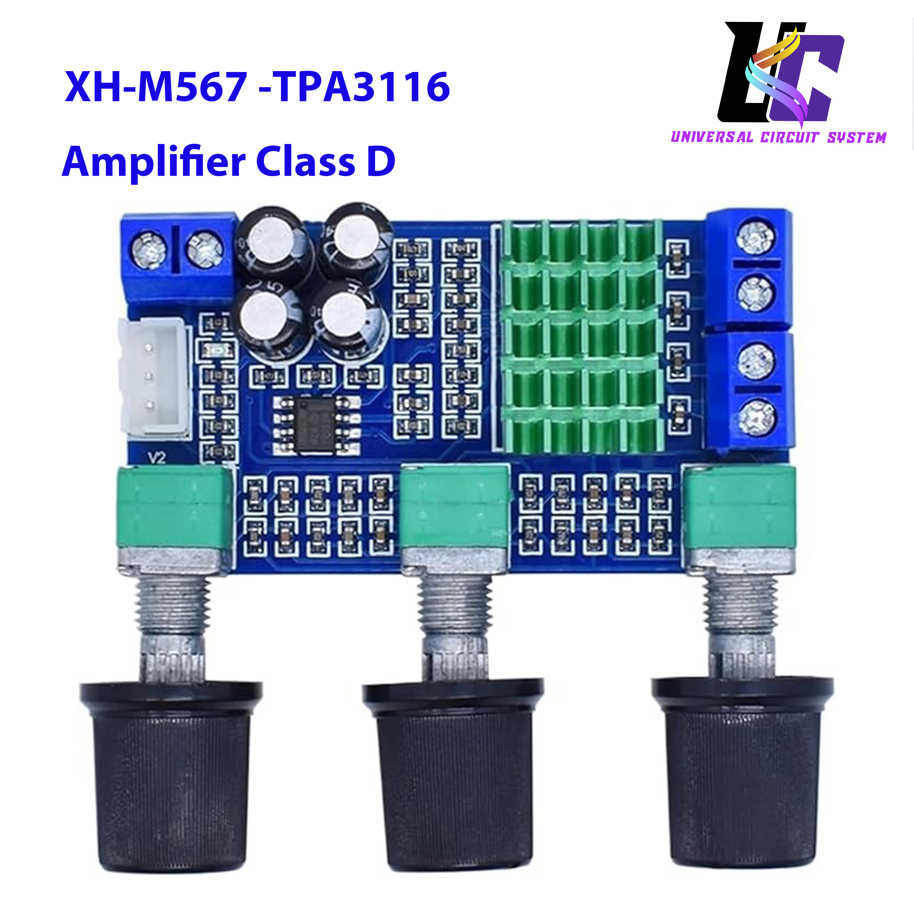 XH-M567 TPA3116D2 High and Low Sound Adjustment Audio Control Amplifier Two-Channel Digital Power Amplifier Board Onboard op amp Double 80W. 