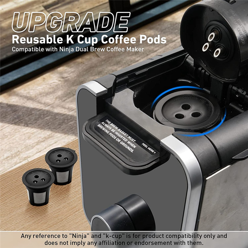 4 Pack K Cup Reusable Pods for Ninja Dual Brew Coffee Maker, Reusable K Pod Permanent K Cups Filters Coffee Accessories. 