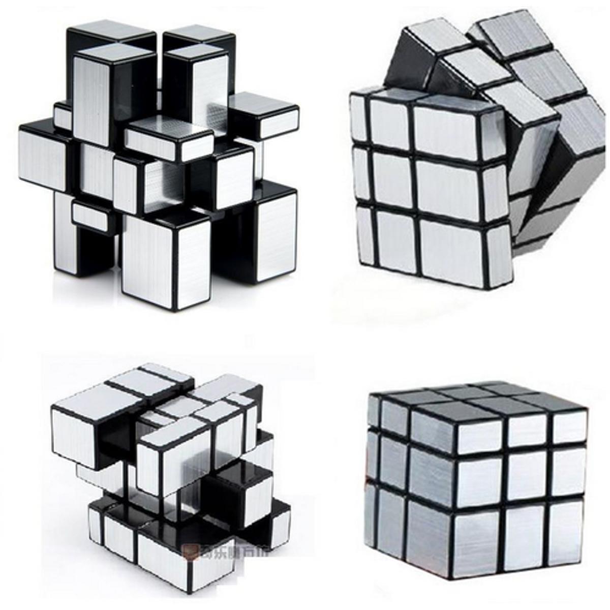 Mirror Cube 3x3 Speed Cube 3x3x3 Mirror Blocks Unequal Puzzle Silver Black 57mm