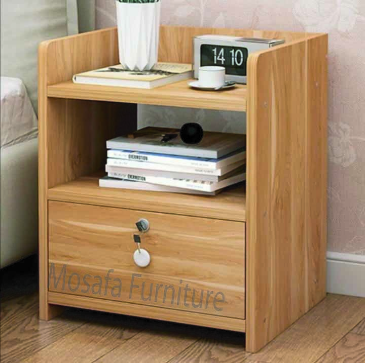 Bed Side Table Height: 20 inches, Length: 16 inches & Width: 16 inches Melamine Board. 