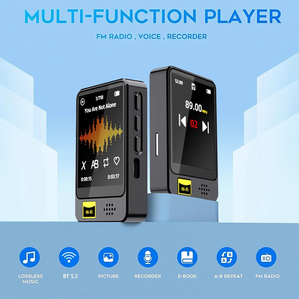 8/16/32/64GB Music Player 1.8in Full Touch Screen MP3 MP4 Player Built-in Speaker with 3.5mm Earphone with E-book/FM Radio/Alarm. 