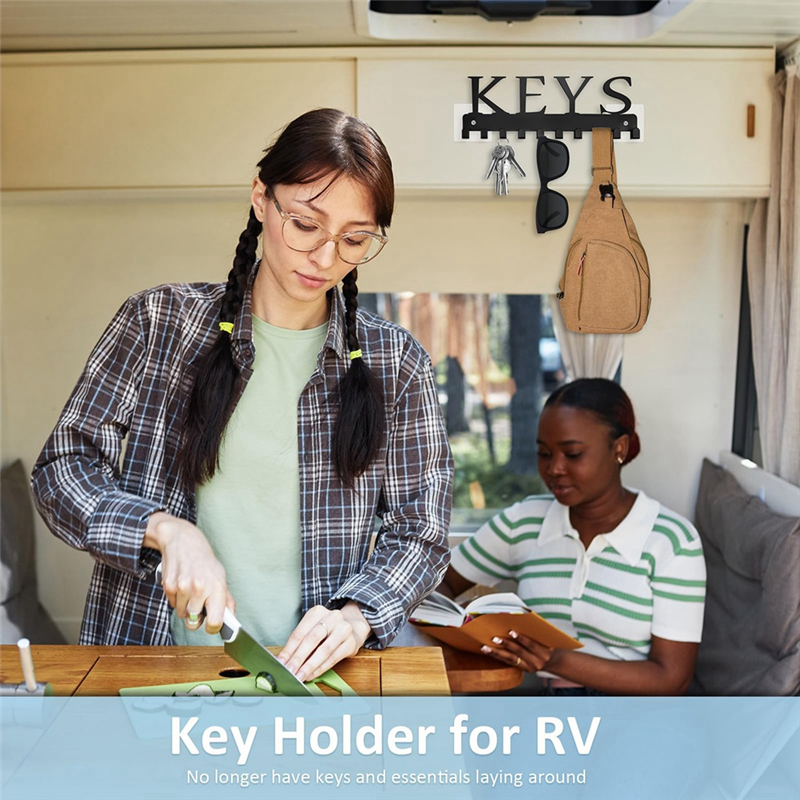 Key Holder Wall Mount, Black Key Hanger Wall Decorative Key Rack Organizer Metal Keychain Holder with 10 Key Hooks Easy Install Easy to Use. 