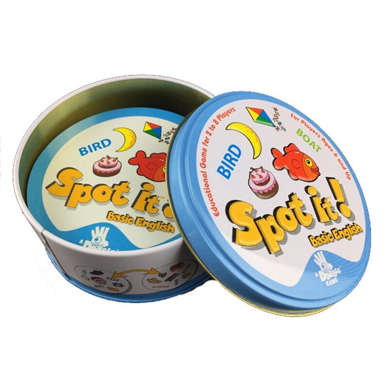 【happy one】The HP recognizes it Dobble Card table Dobbles board game Kids party board game Camping Metal Tin Box toy. 