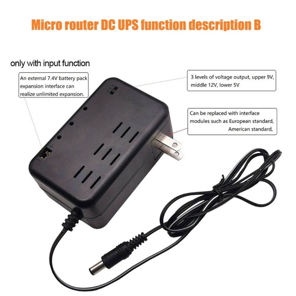 Uninterrupted 5.5x2.1mm Output Voltage Stabilizing 220V to 5V 9V 12V DU-2S50 Backup Power Supply 5000mAh UPS For WiFi Router LED CCTV Camera. 