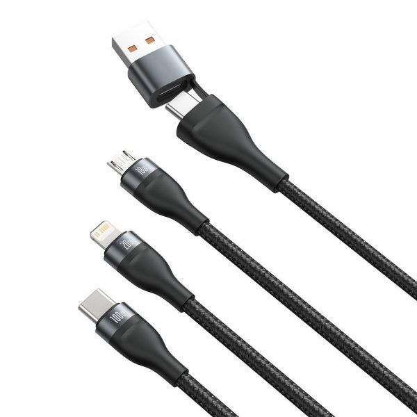 Baseus Cable CASS030001 Flash Series Ⅱ Two-for-three Fast Charging Data Cable USB to M L C 100W 1.2m