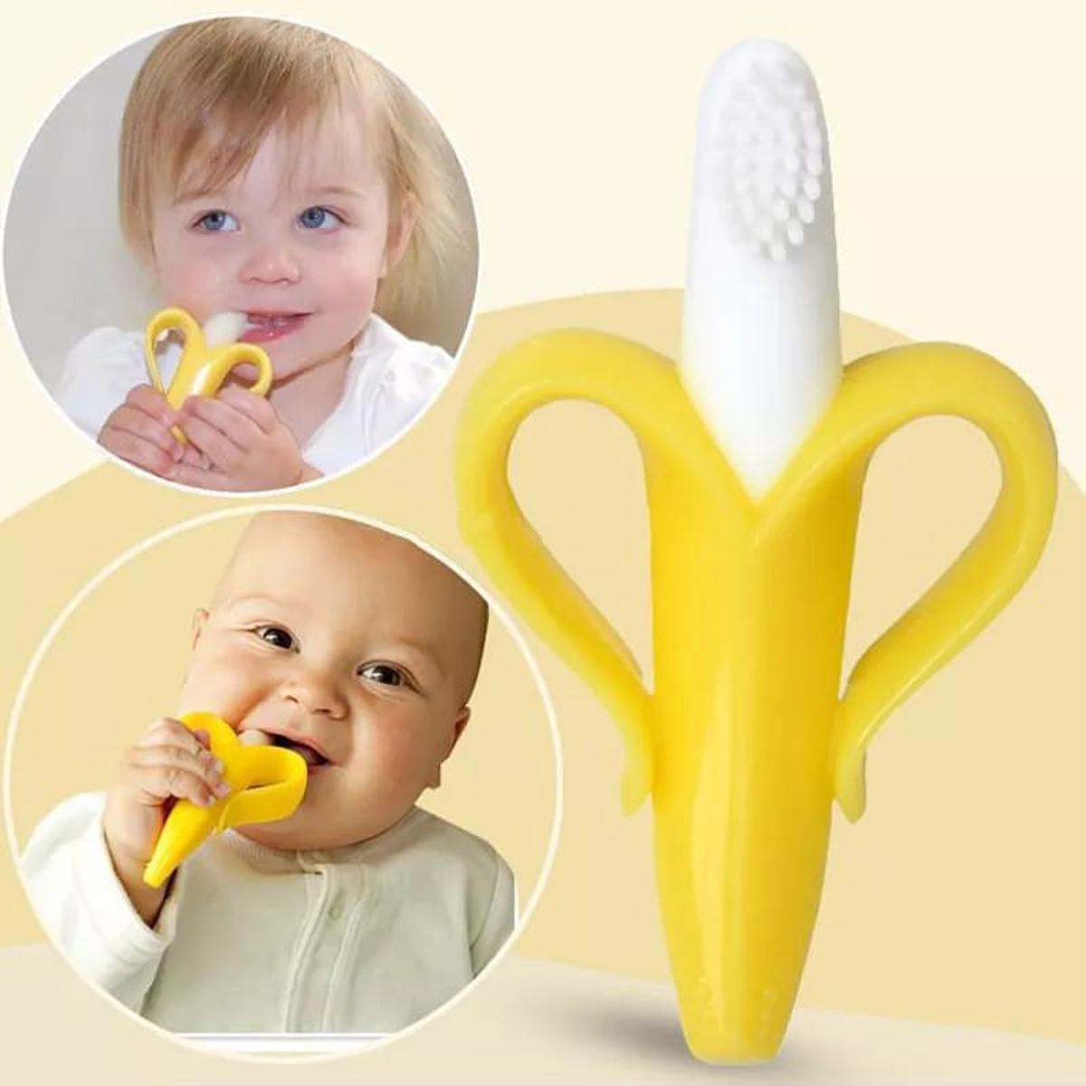 Baby Teether Toys BPA Banana Teething Ring Silicone Chew Dental Care Toothbrush Nursing Beads Gift For Infant