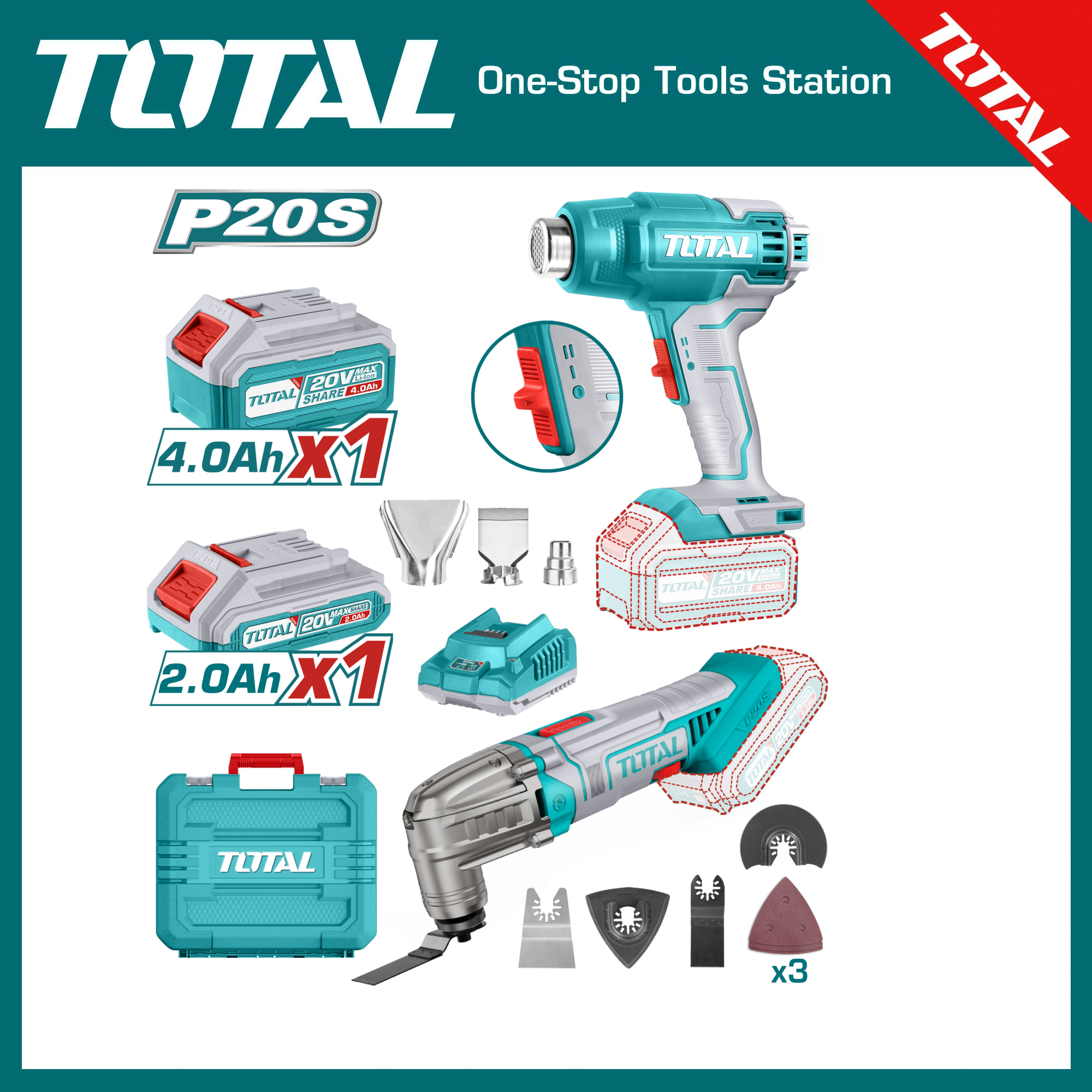 TOTAL TOSLI230705 Lithium-Ion cordless 2 pcs combo kit