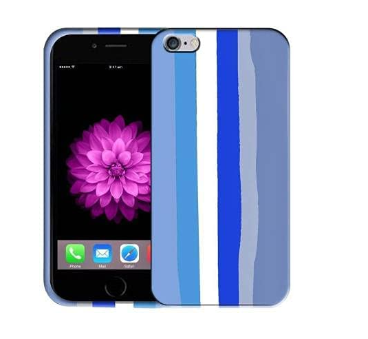 for Apple iPhone 6 Plus/ 6s Plus Rainbow Soft Liquid Silicone Case Protective Back Cover