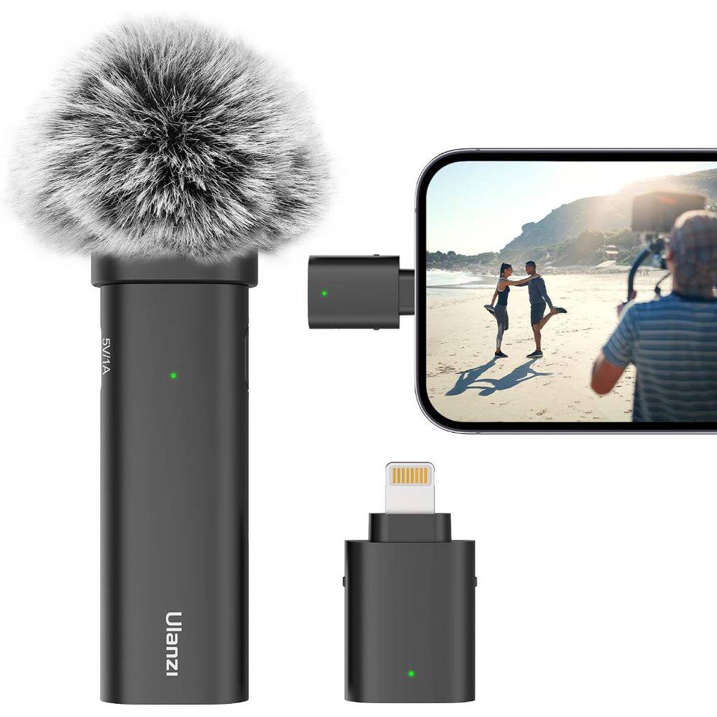 ULANZI WM-10 Wireless Lavalier Microphone for Smartphones, Plug-Play Mic with Type-C / Lightning Receiver For iPhone 15 Pro Max Samsung Galaxy S24 Ultra Video Recording Interview Youtubers Vloggers, 32.8ft Transmission Range. 