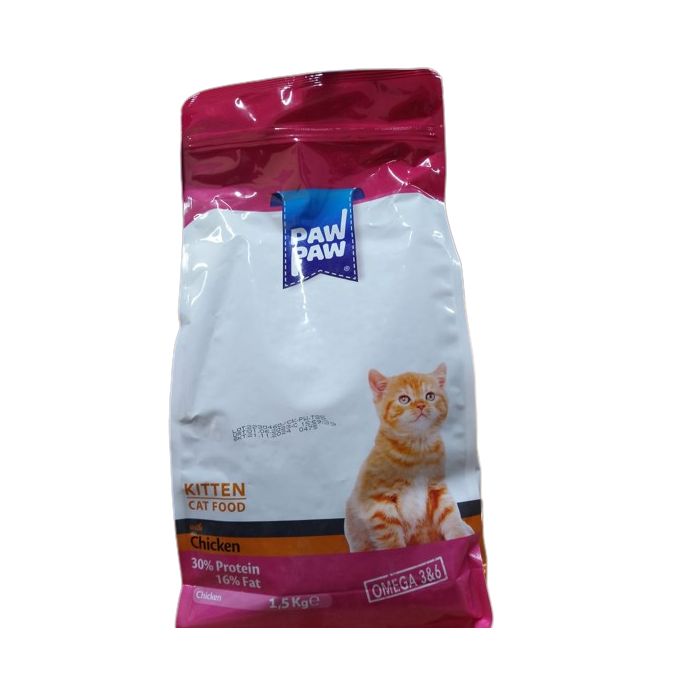 Paw Paw kitten Number-1 Cat Food Fish Dehydrated Fish meal, rice, corn, wheat, chicken 1.5KG