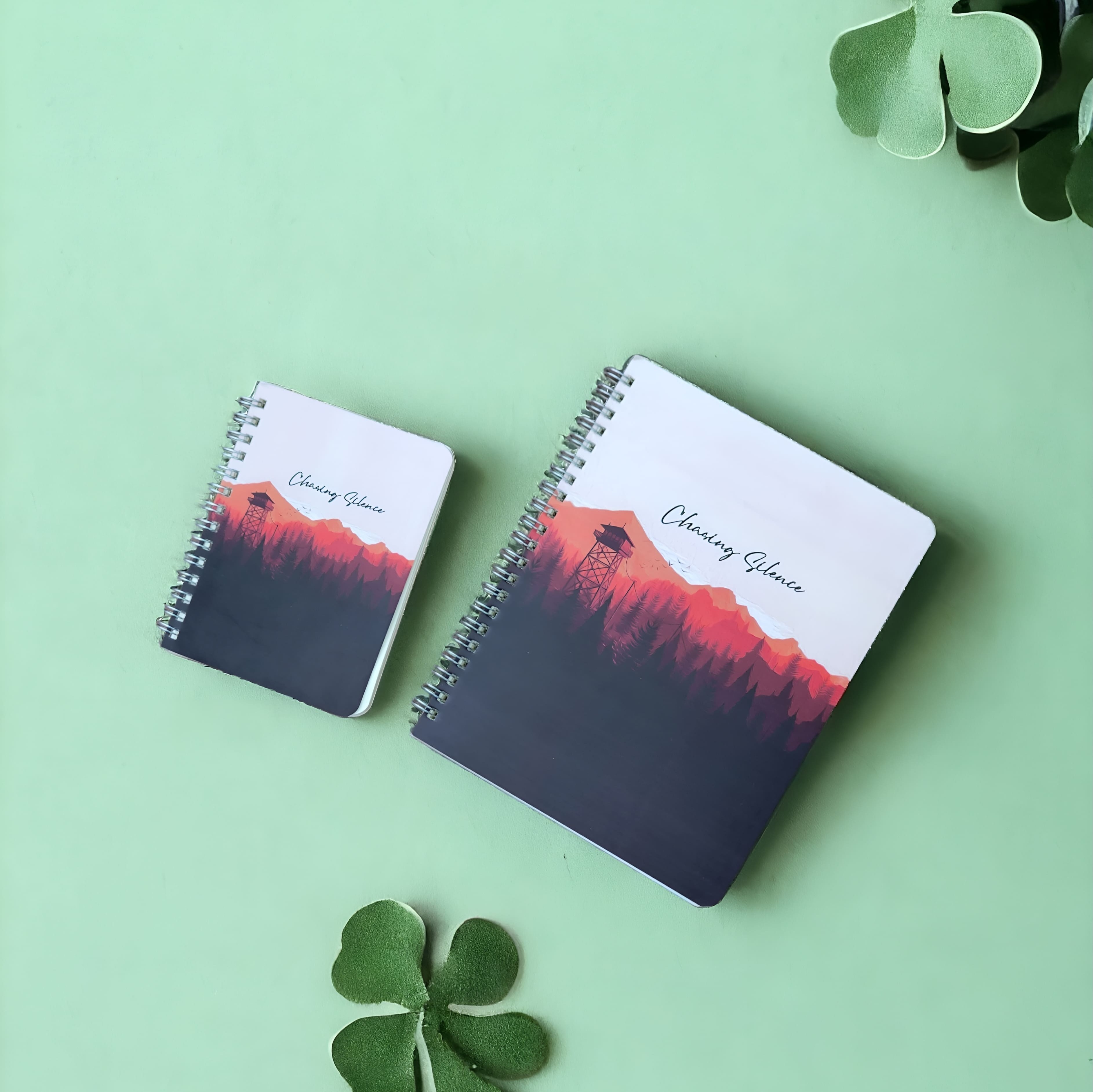 Spiral Notebook - Chasing Silence - Anime Mountain Background - Blank Paper - Hard Cover Journal Notebook -. 