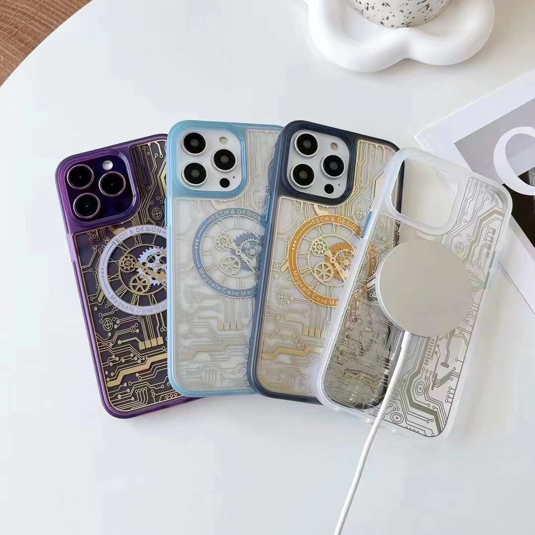 For Apple iPhone 11 Pro Max Luang Gold Magsafe Magnetic Wireless Charging Case Clear Shockproof Soft TPU Protect Back Cover. 
