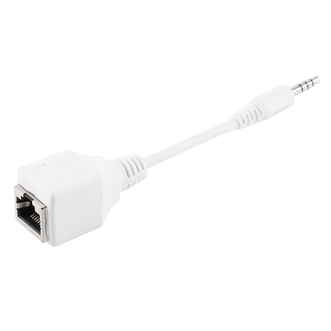 CAT5 RJ45 Socket to 3.5mm 4 Pole Male Plug Audio Ethernet LAN Network Adapter, Total Length: about 13cm. 