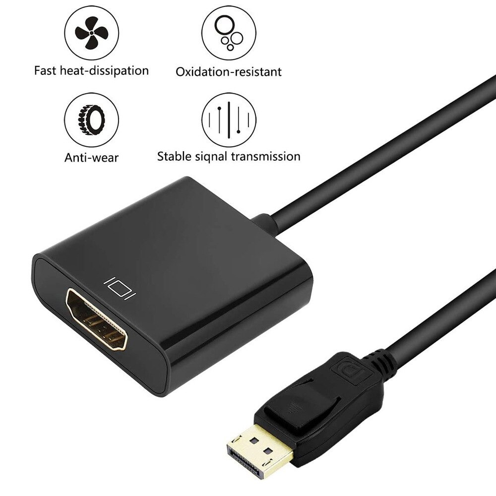 Displayport to HDMI Adapter DP to HDMI Converter Displayport HDMI Adapter DP Male to HDMI Female ^^^Black^^^. 