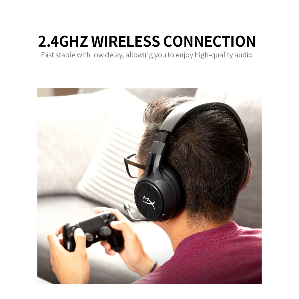 HXSJ Kingston HyperX Cloud Flight S 2.4G Wireless Gaming Headset with Virtual 7.1 Surround Sound Support Qi Wireless Charging. 