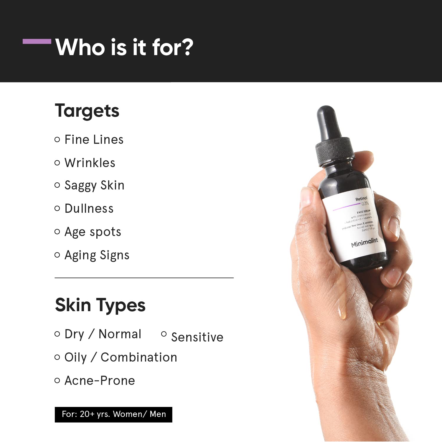 Minimalist 0.3% Retinol Face Serum For Anti Aging For Beginners-30 ml. 
