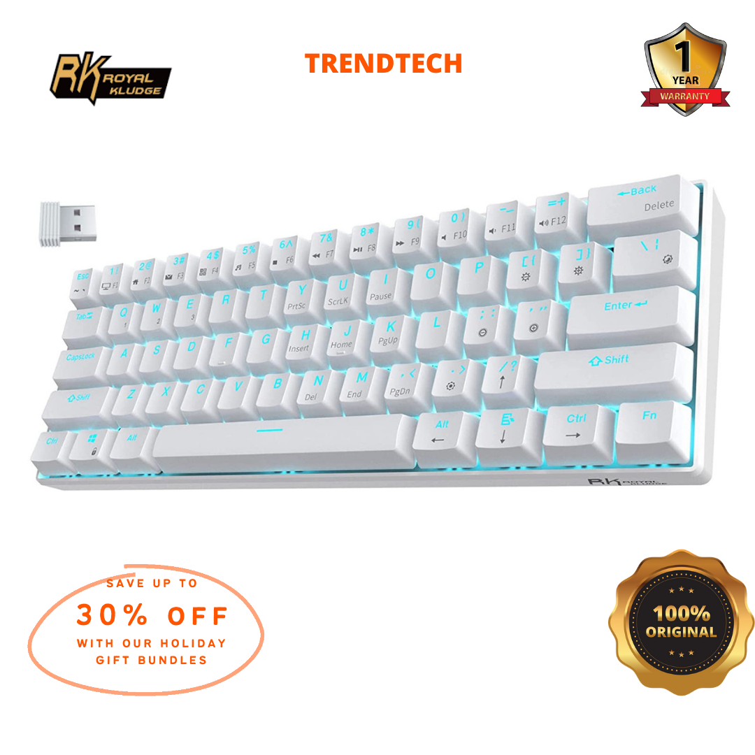 RK ROYAL KLUDGE RK61 TRIMODE HotSwappable WIRELESS/WIRED 60