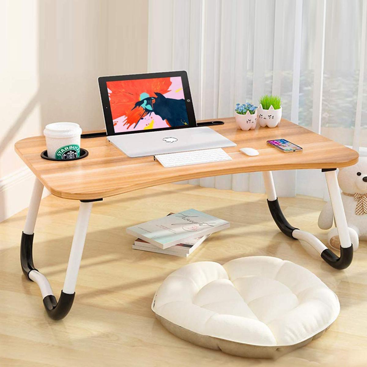Laptop Tablet Desk Small Foldable Multi-Function Bed Desk Simple Dormitory Lazy Table Bed with Laptop Table{Random Color-1Pcs}
