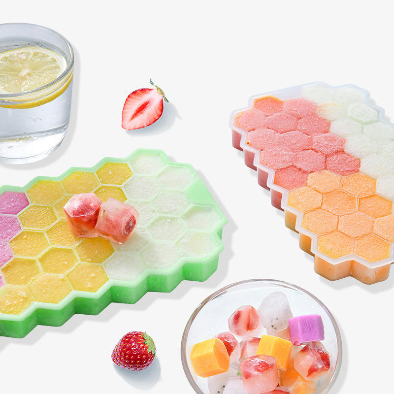 37 Grid Honeycomb Silicone Ice Cube Mold With Lids Large-capacity Ice Tray Mold Reusable Food Grade Ice Maker Mould Bayline. 