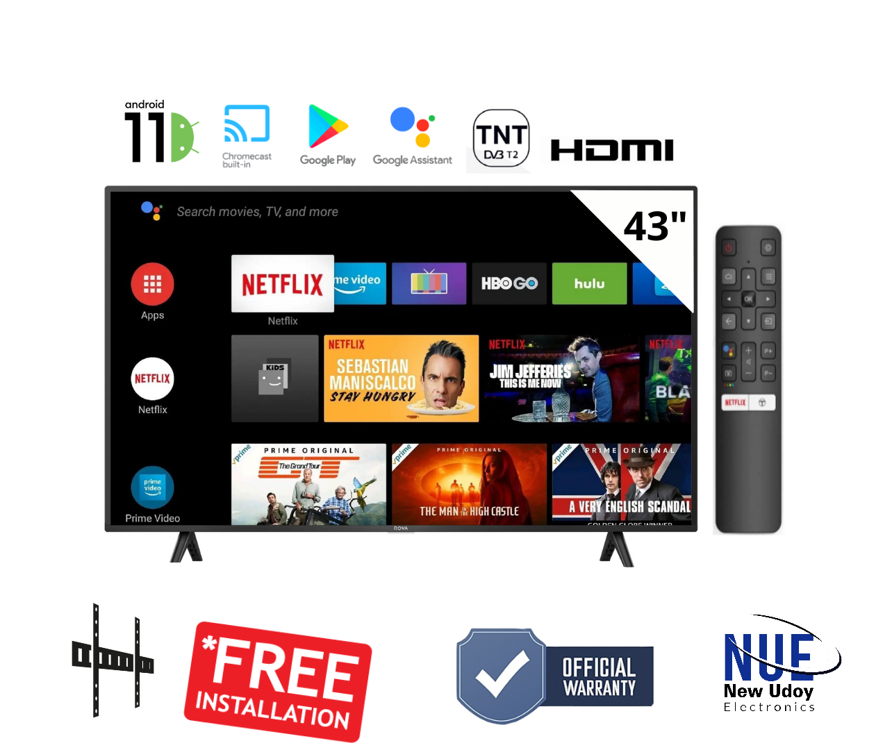 ROWA Transcom Official warranty 43" Android -11 Voice Control LED TV | 43S52. 