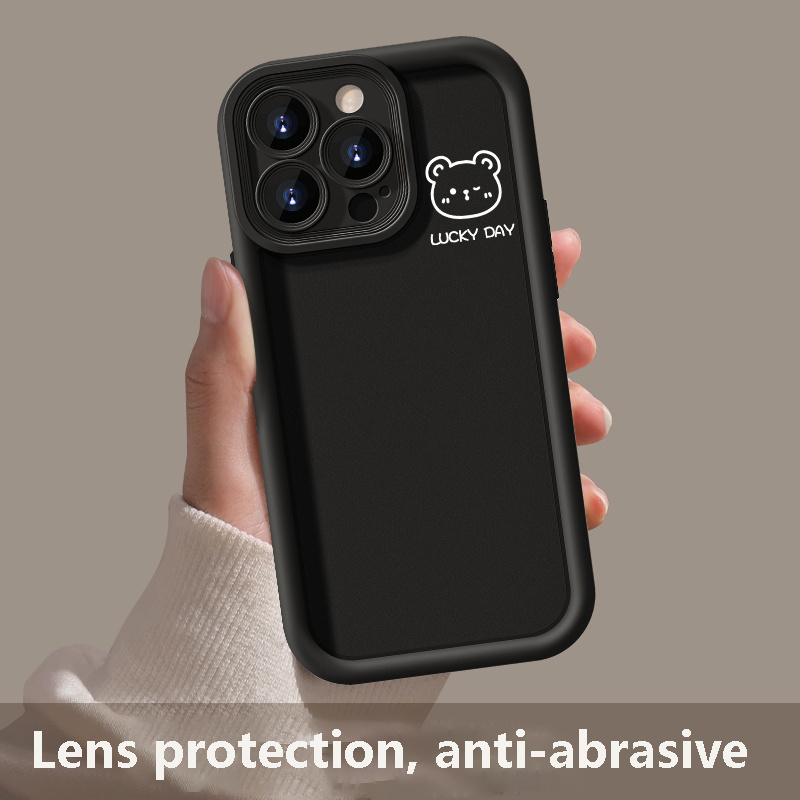 Lenpy For iPhone 6 Plus 6 7Plus 7 XS Max XR X iPhone 11 Pro Max 11 Pro 11 12 Pro Max 12 Pro 12 13 Pro Max 13 Pro 13 14 Plus 14 Pro Max 14 Pro 14 15 Pro Max 15 Pro 15 Plus 15 Soft Matte Silicon Cartoon lucky Bear Phone Case Shockproof Protective Cover