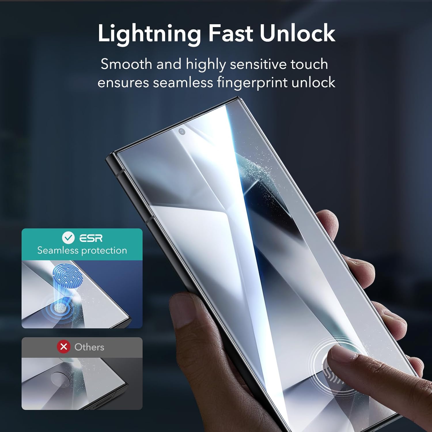 ESR 3 Pack for Samsung Galaxy S24 Ultra Screen Protector Set – 3 Tempered Glass Screen Protectors 2.5D Curved Edges, Full-Coverage, Scratch Resistant. 