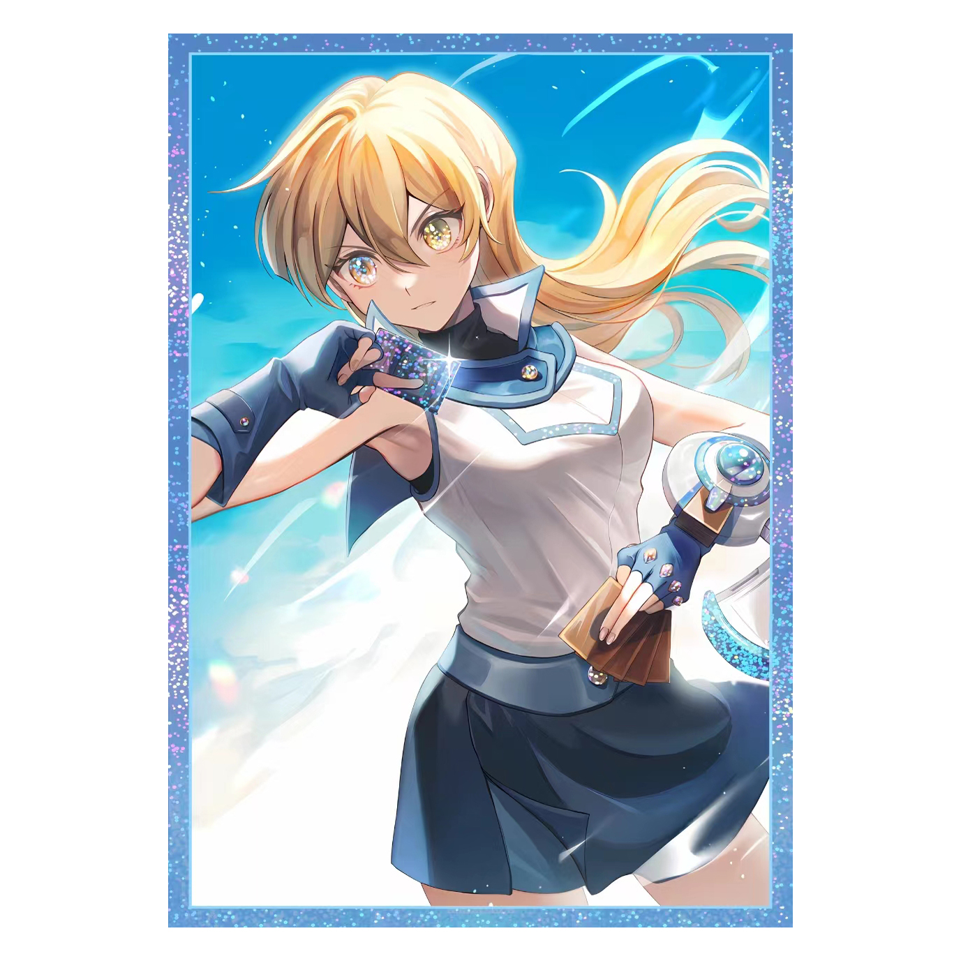 50PCS Yugioh Tenjoin Asuka Card Sleeves Game Yu-Gi-Oh! GX TagforceAlexis Rhodes Figures Holographic Shine Protector Case Cover