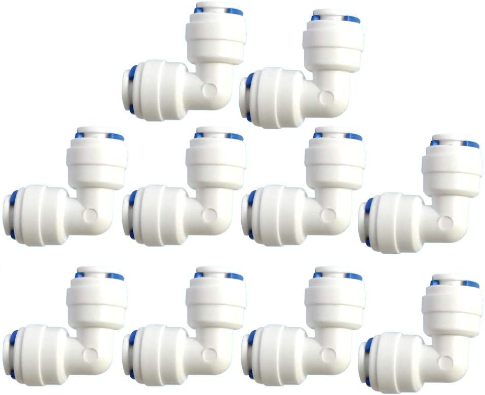 10 Piece 1/4 "Inch Quick Connect L Elbow Pipe Connection Quick Connect Water Filter Pipe Connector Fitting (1/4" Tube Elbow (L-type). 