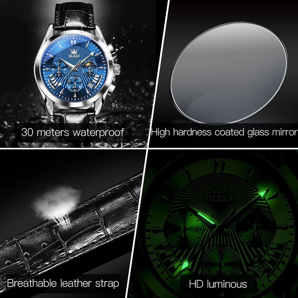 Olevs 2876 Luxury Fashion Chronograph Active Wrist-Watch For Men - Watch For Men - Watch For Men. 
