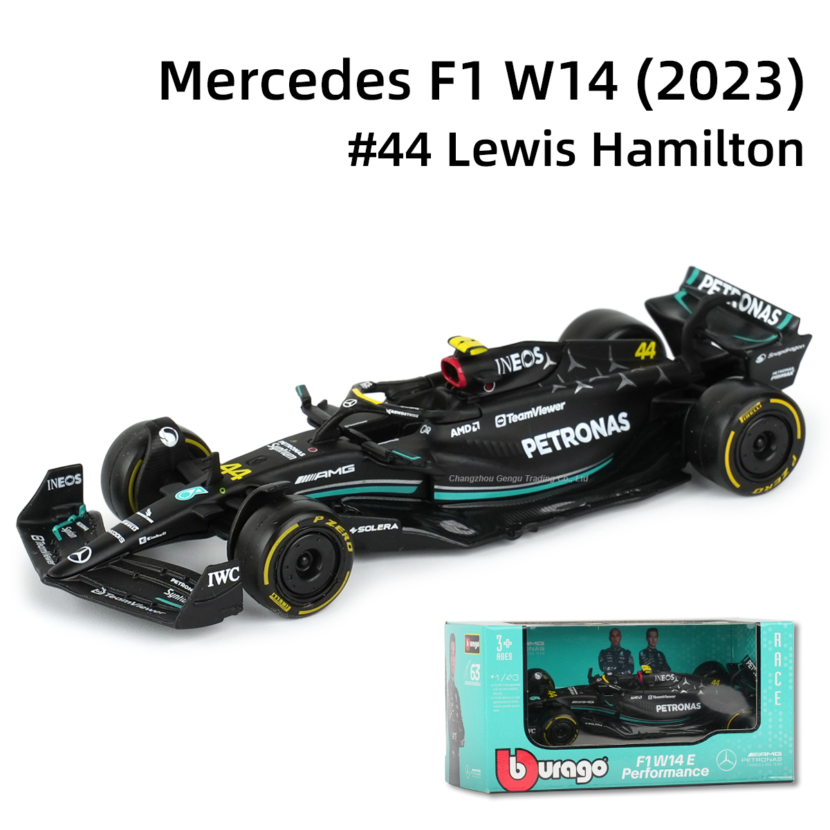 Bburago 1:43 Mercedes AMG 2023 W14 E Performance F1 Formula Car Die Cast Vehicles Collectible Model Racing Toys Superman. 