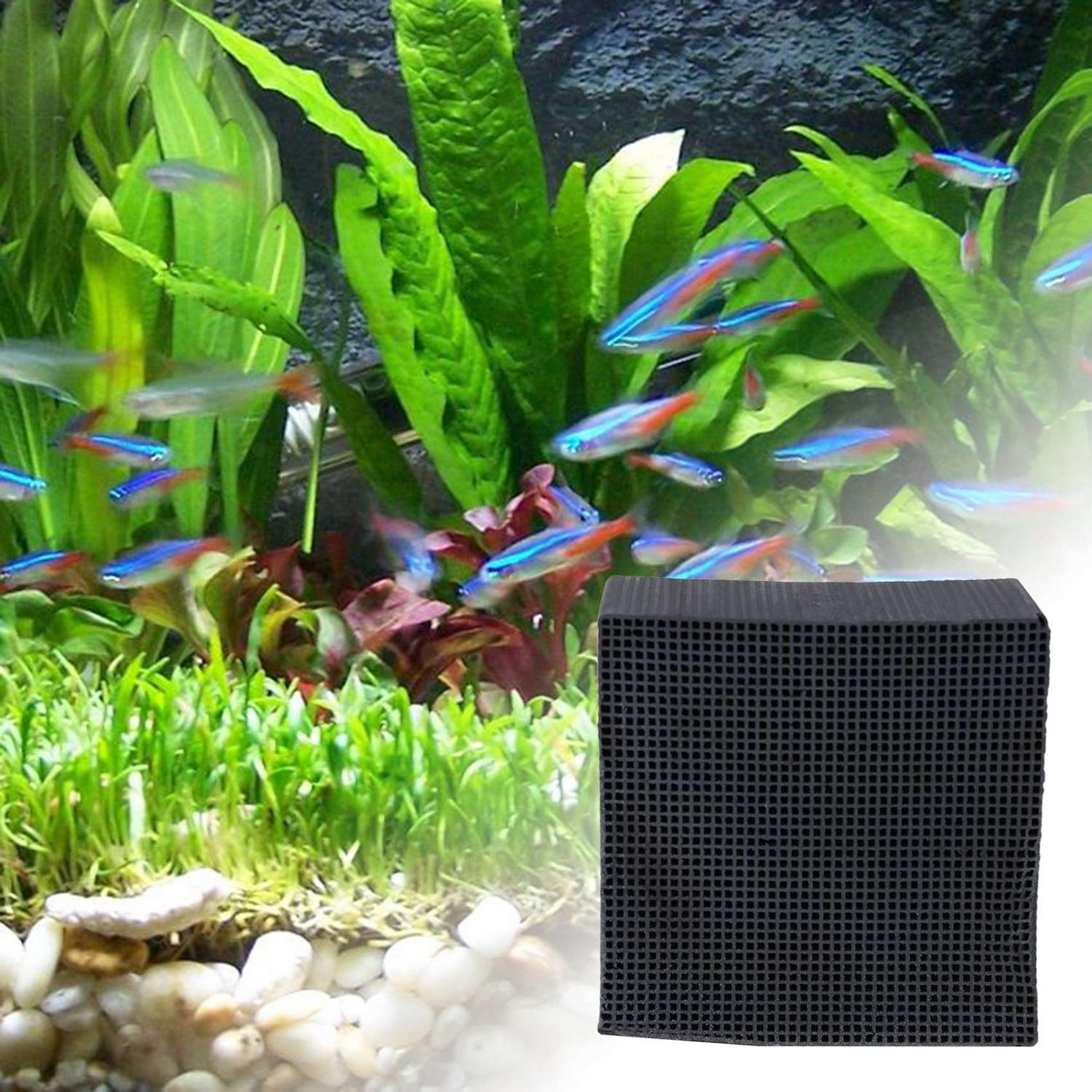 2X Activated Carbon Filter Eco-Aquarium Water Purifier Cube Honeycomb Ultra Strong Filtration & Absorption Filter A. 