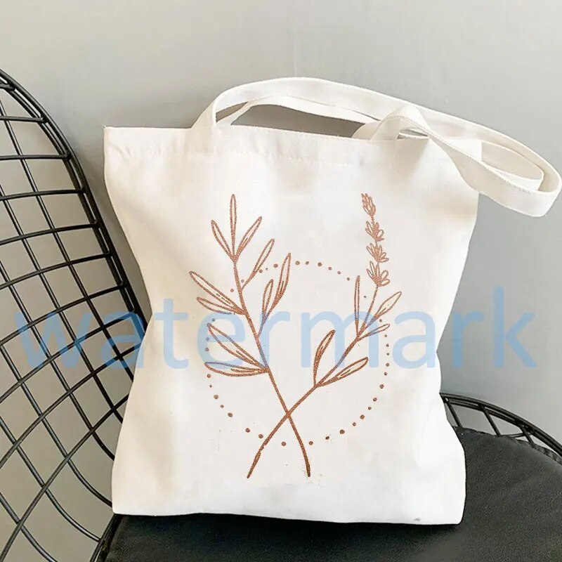 Flower Print Canvas Tote Bag Totes Aesthetic Bags for Women Shopper Shopping Bag Back To School Gift for Teacher Bolsa Feminina. 