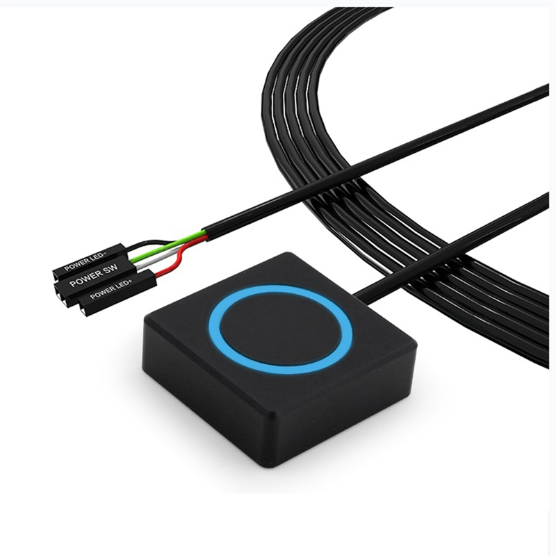 PC Power Button Desktop Power Switch Kit External Power Switch Set Aluminum Alloy Magnetic Self-Reset Button Metal Shell RGB