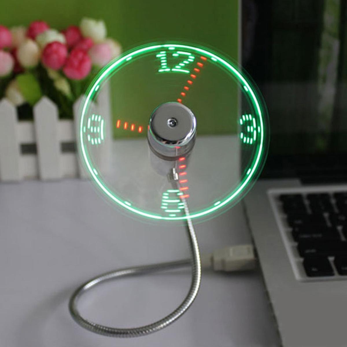 Portable Unique Cool Gadget Mini Flexible Time Clock USB Fan LED Light Super compact and light weight(null)