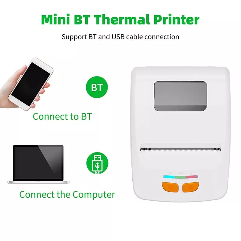 Portable Thermal Receipt Printer - 58mm POS Printer (2-inch) with USB and Bluetooth Support | Compatible with ESC/POS print commands | works seamlessly with Android, iOS, and Windows | Ideal for shops, small businesses, and restaurants | PT230. 