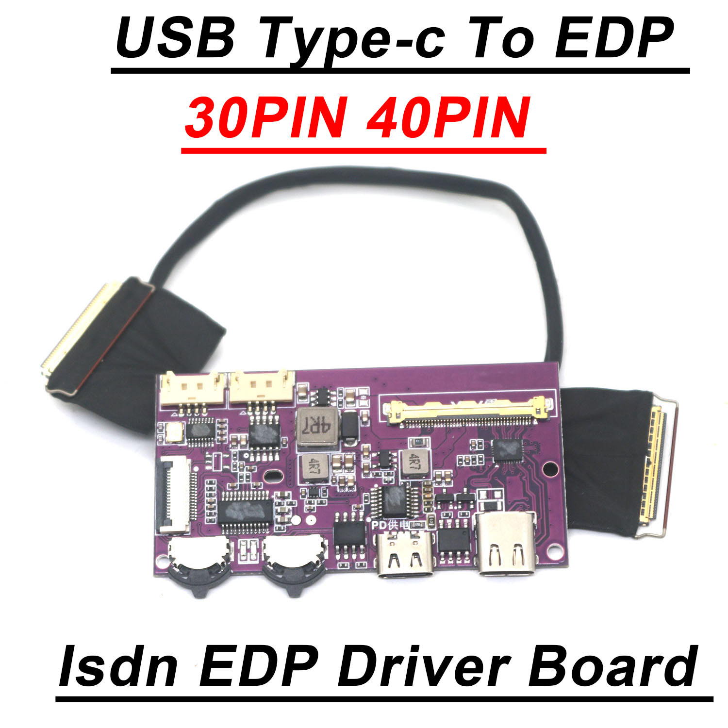 30PIN 40PIN USB Type-c To EDP Driver Board LCD Projection Screen Conversion 2K 4k 60HZ Portable LCD Display Screen EDP Cable