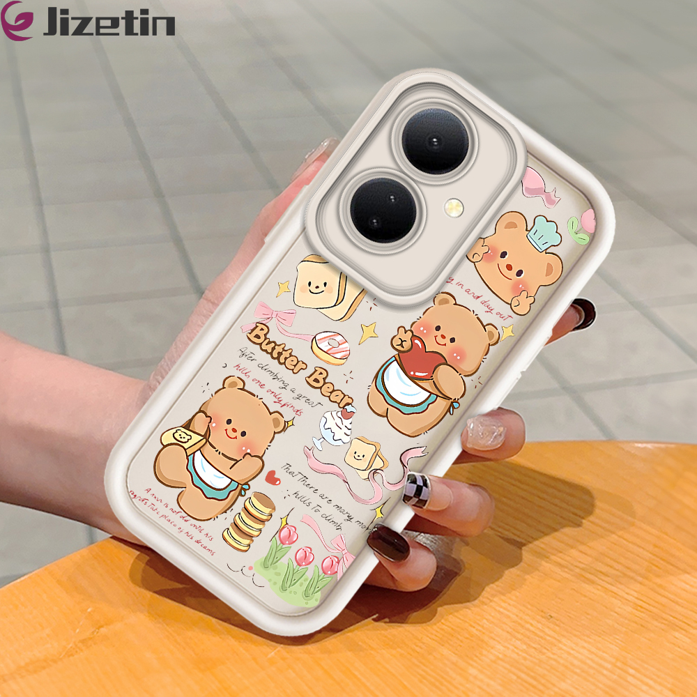 Jizetin for Vivo V29 Lite Y78 5G Y78+ 5G Back Cover Butter Bear Ladder Camera Soft Rubber Mobile Phone Case