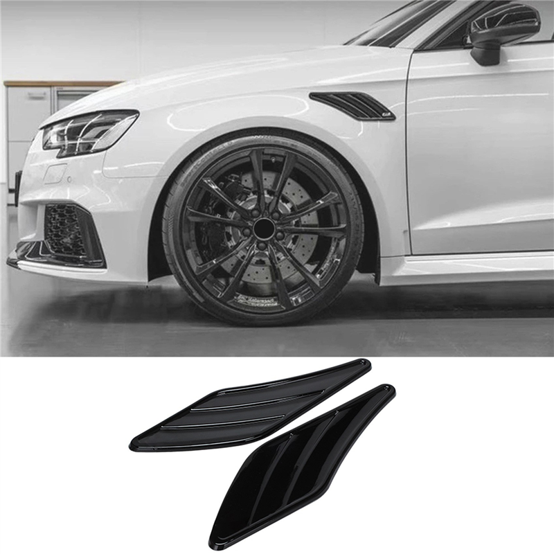 2Pcs ABT Side Shark Gills Sticker Decals for-Audi A5 S5 A4 B8 B6 A6 A3 R8 TT -AUDI ABT Fender Sticker,Black. 
